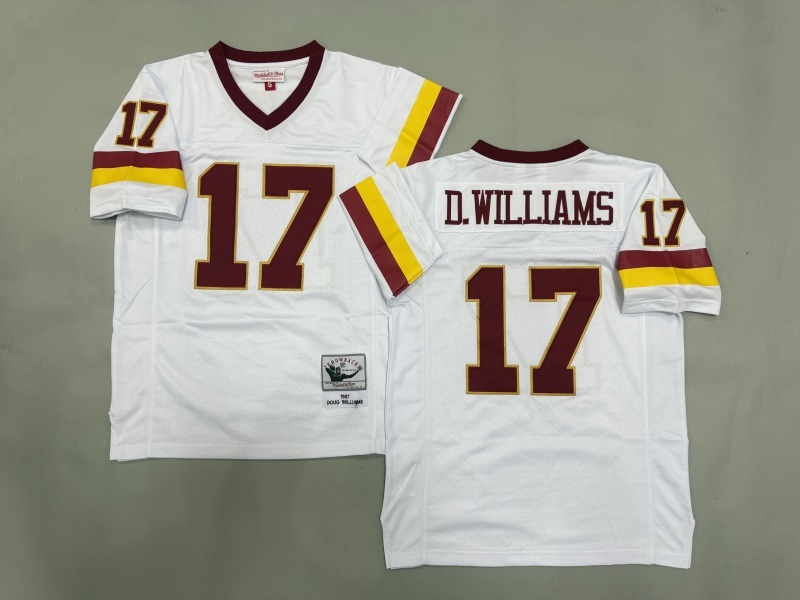 Men 2025 Washington Redskins #17 D.Williams white Throwback Limited NFL Jersey style 001
